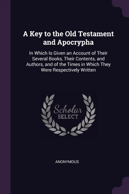 A Key to the Old Testament and Apocrypha