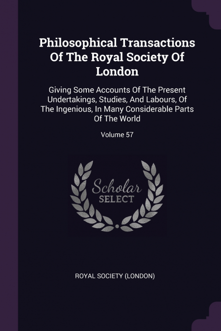 Philosophical Transactions Of The Royal Society Of London