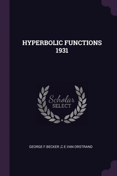 HYPERBOLIC FUNCTIONS 1931
