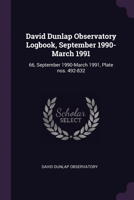 David Dunlap Observatory Logbook, September 1990-March 1991
