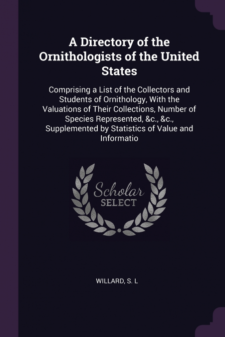 A Directory of the Ornithologists of the United States