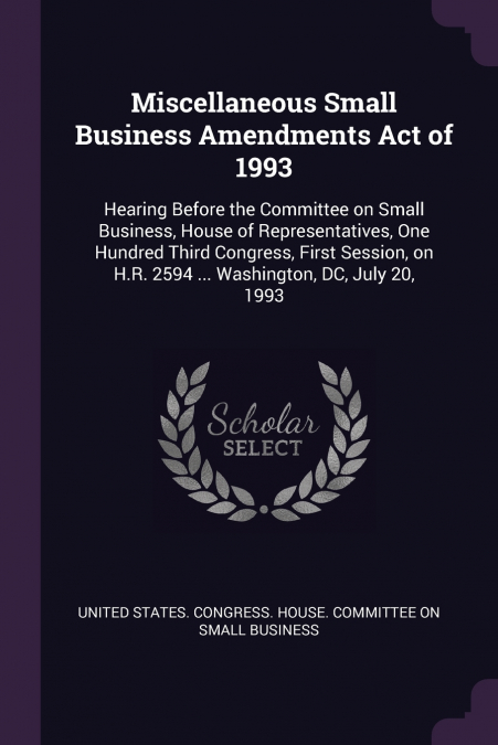 Miscellaneous Small Business Amendments Act of 1993