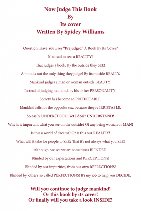 Now Judge This Book By Its Cover