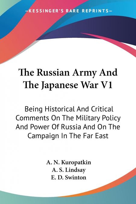 The Russian Army And The Japanese War V1