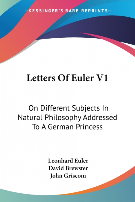Letters Of Euler V1