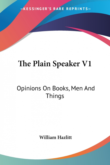 The Plain Speaker V1