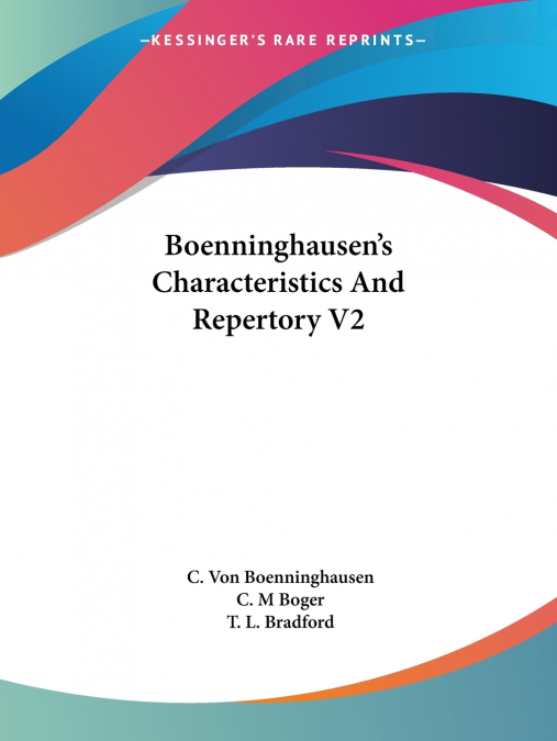 Boenninghausen’s Characteristics And Repertory V2