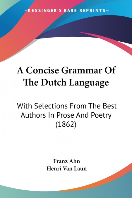 A Concise Grammar Of The Dutch Language