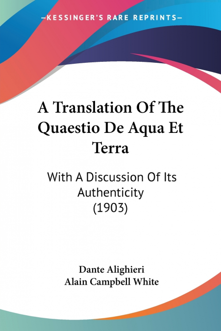 A Translation Of The Quaestio De Aqua Et Terra