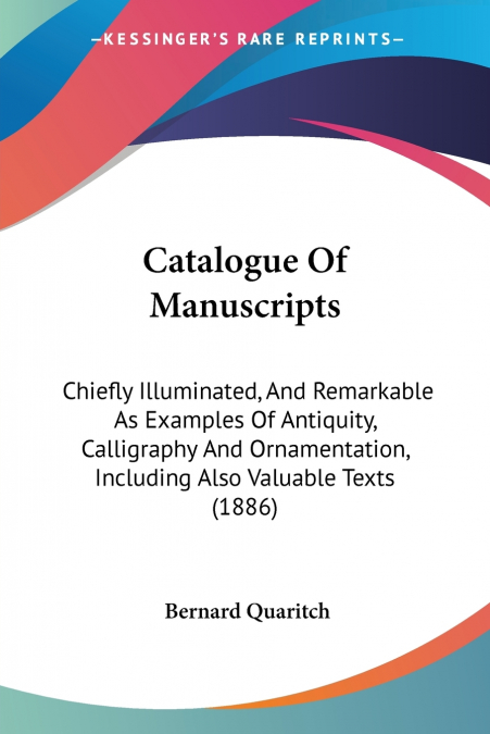 Catalogue Of Manuscripts