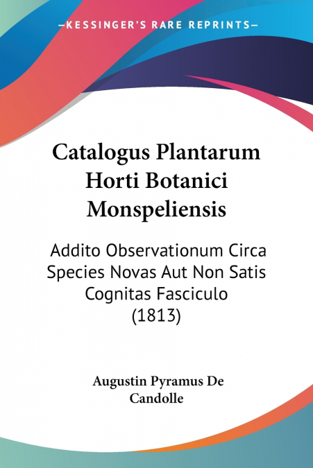 Catalogus Plantarum Horti Botanici Monspeliensis