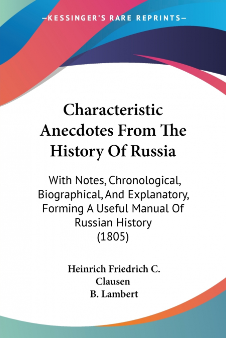 Characteristic Anecdotes From The History Of Russia