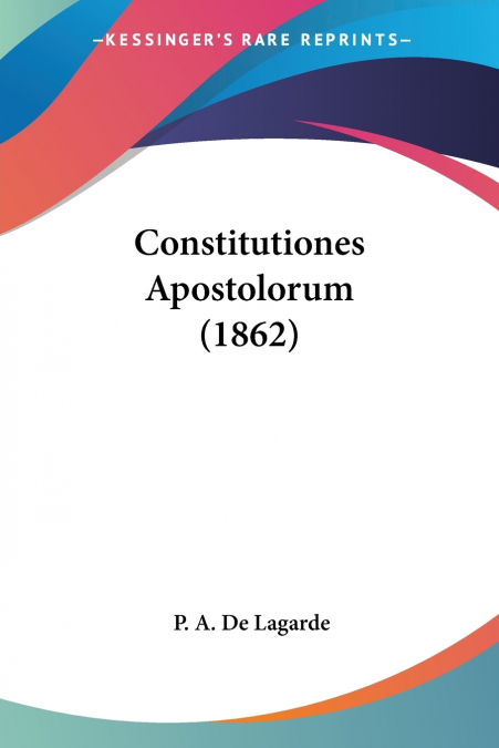 Constitutiones Apostolorum (1862)