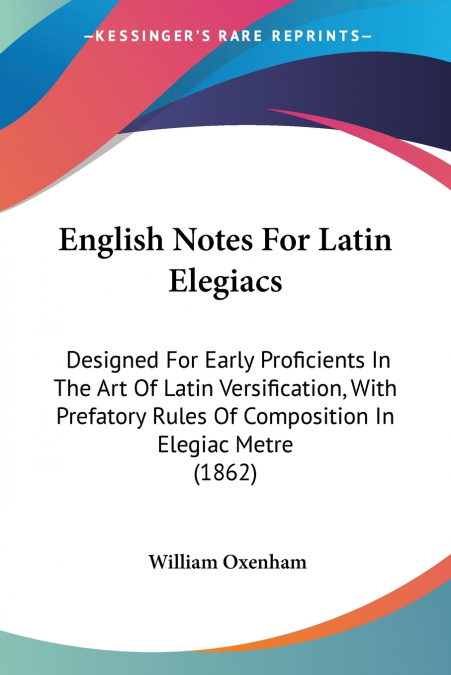 English Notes For Latin Elegiacs