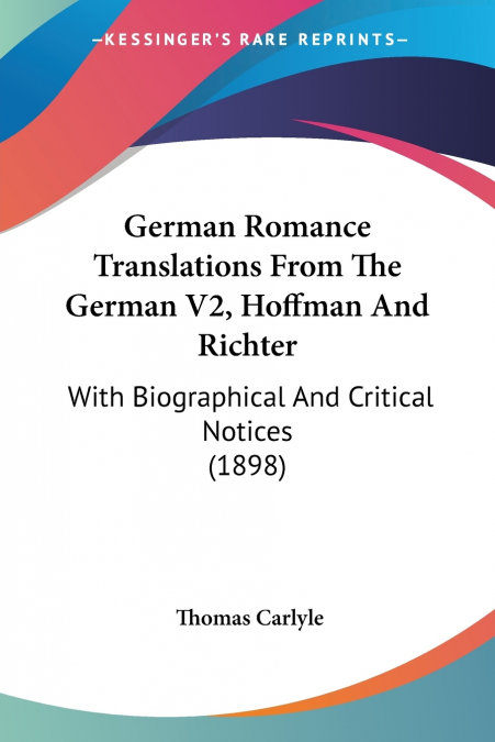German Romance Translations From The German V2, Hoffman And Richter