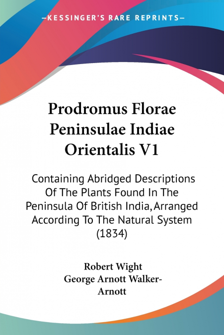 Prodromus Florae Peninsulae Indiae Orientalis V1