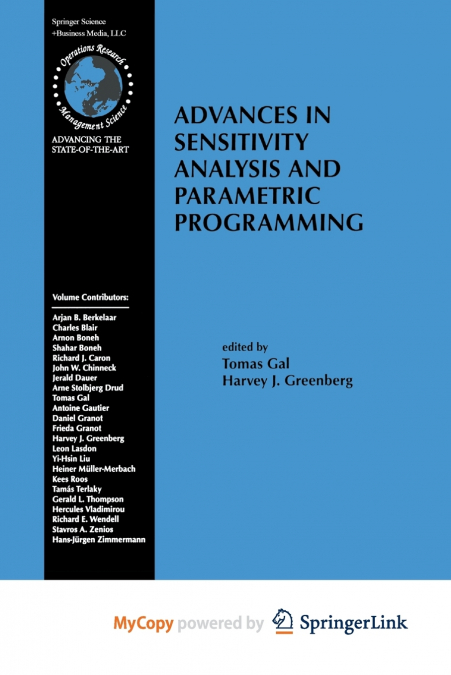 Advances in Sensitivity Analysis and Parametric Programming