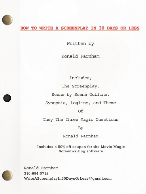 How To Write A Screenplay In 30 Days Or Less