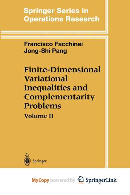 Finite-Dimensional Variational Inequalities and Complementarity Problems