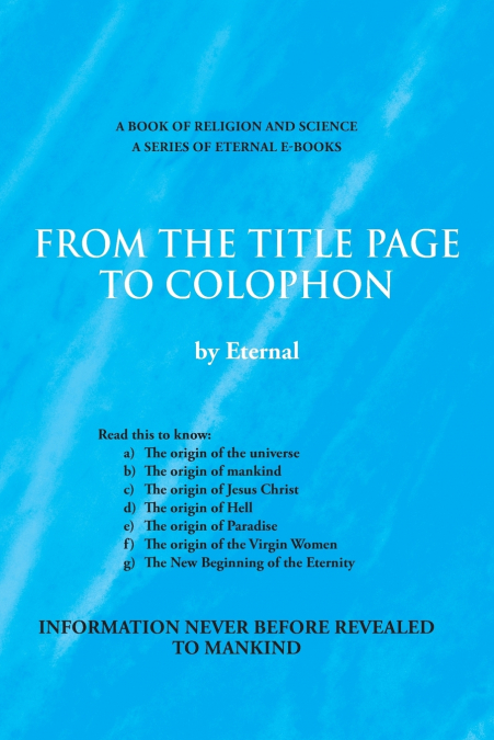 From the Title Page to Colophon