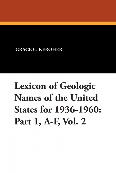 Lexicon of Geologic Names of the United States for 1936-1960