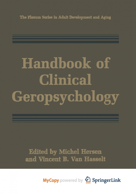 Handbook of Clinical Geropsychology