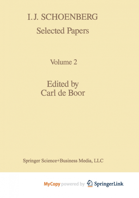 I. J. Schoenberg Selected Papers