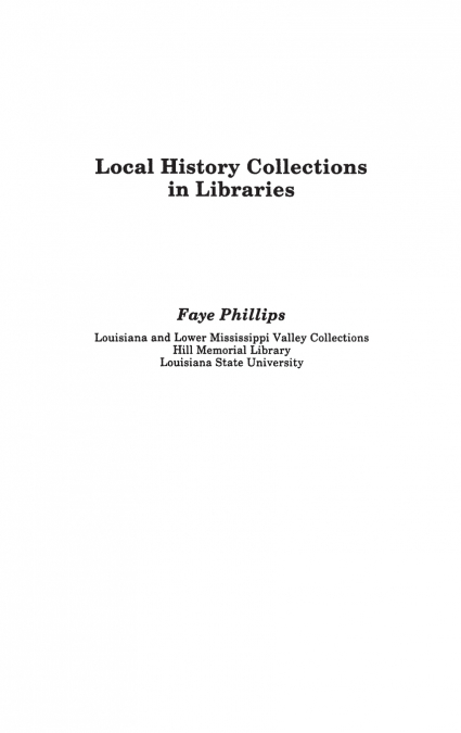 Local History Collections in Libraries