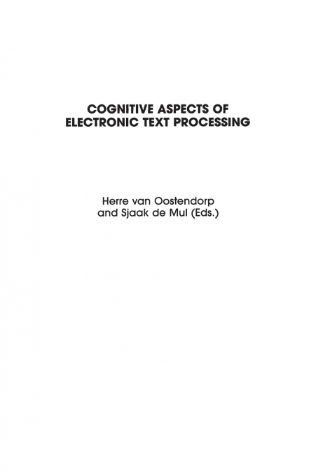 Cognitive Aspects of Electronic Text Processing