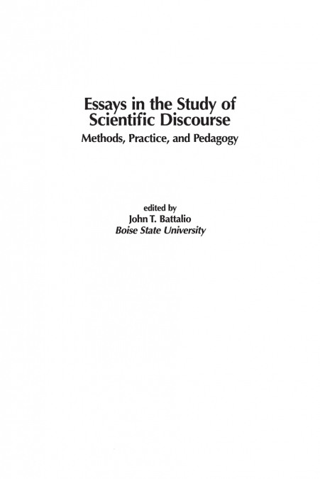Essays in the Study of Scientific Discourse