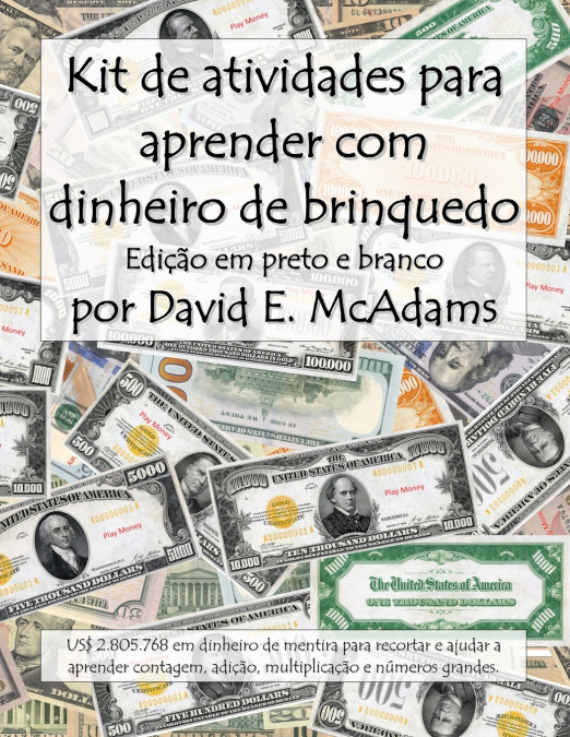 Kit de atividades para aprender com dinheiro de brinquedo