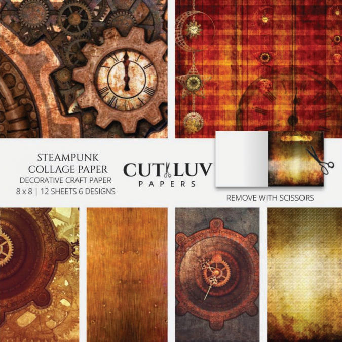 Steampunk Collage Paper for Scrapbooking