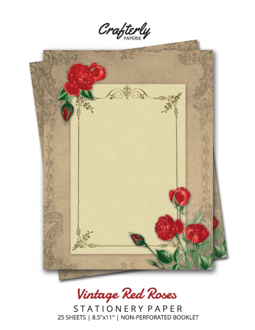 Vintage Red Roses Stationery Paper