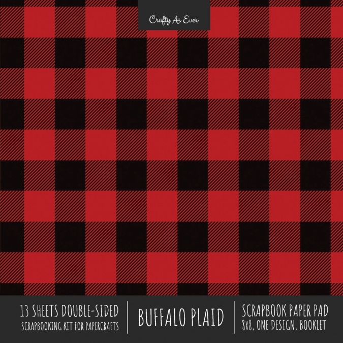 Buffalo Plaid Scrapbook Paper Pad 8x8 Decorative Scrapbooking Kit for Cardmaking Gifts, DIY Crafts, Printmaking, Papercrafts, Red and Black Check Designer Paper