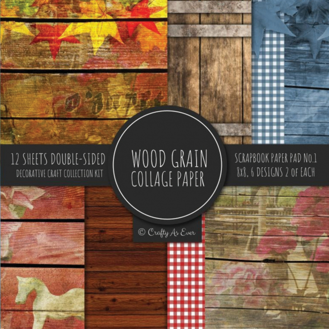 Wood Grain Collage Paper for Scrapbooking Photo Art