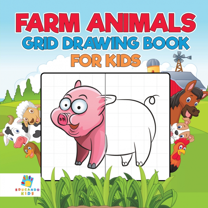 Farm Animals Grid Drawing Book for Kids