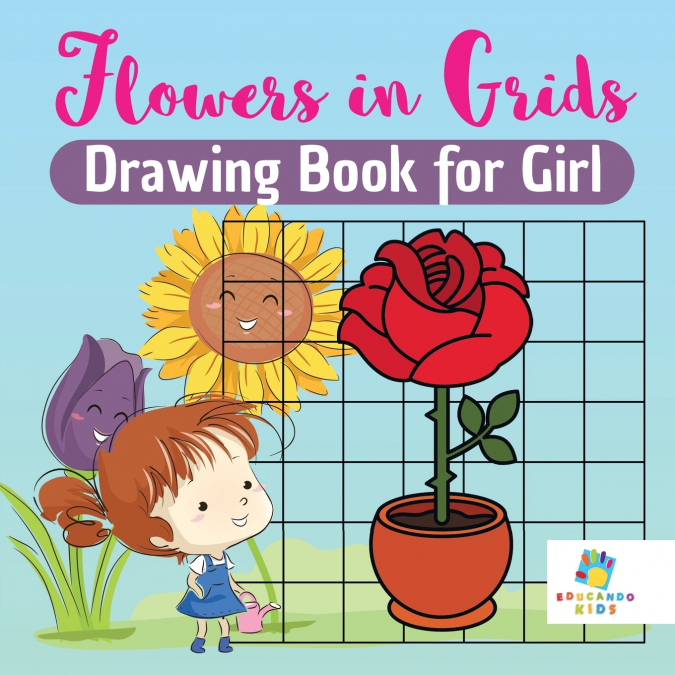 Flowers in Grids Drawing Book for Girl