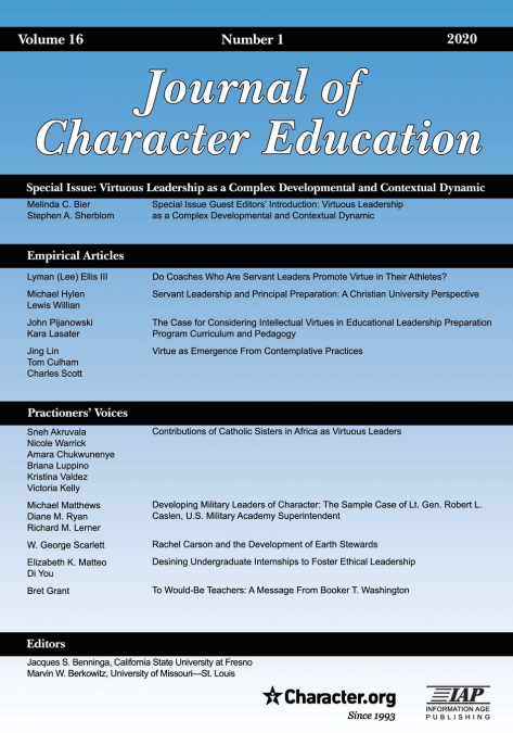 Journal of Character Education Volume 16 Number 1 2020
