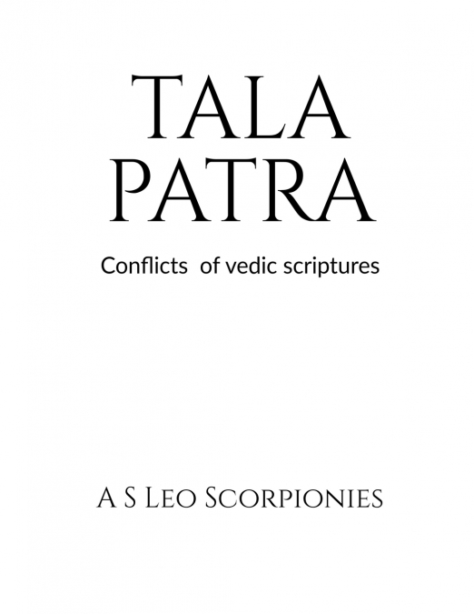 Tala Patra - Conflict of Vedic Scriptures