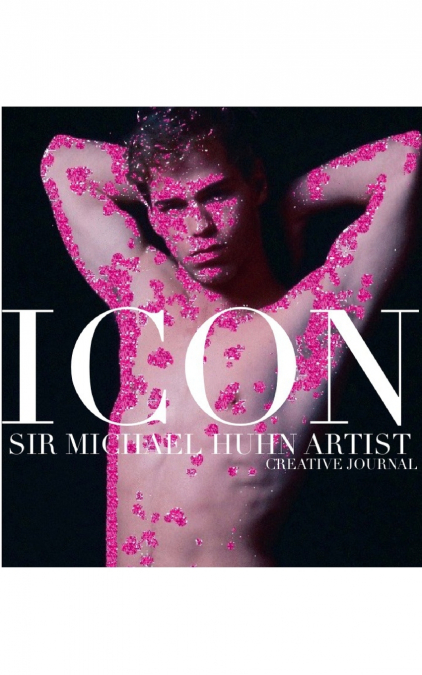 New York City ICON  Sir Michael Huhn self portrait  Artist glitter  creative blank Journal