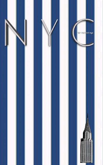 NYC Chrysler building blue and white stipe grid page style  $ir Michael Limited edition