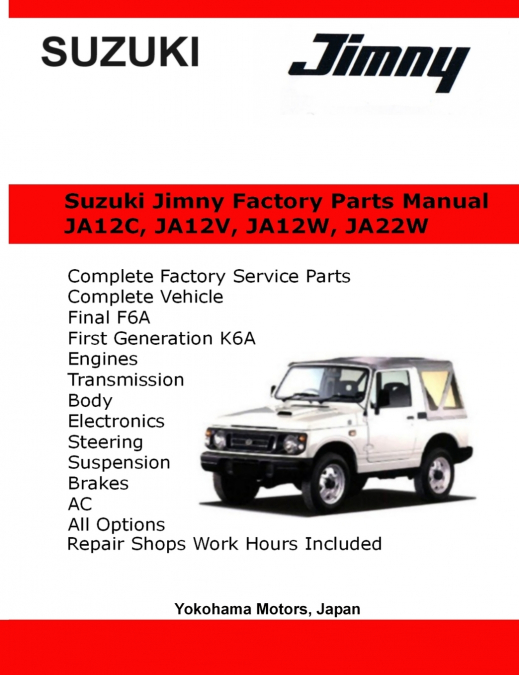 Suzuki Jimny English Factory Parts Manual JA12, JA22W Series