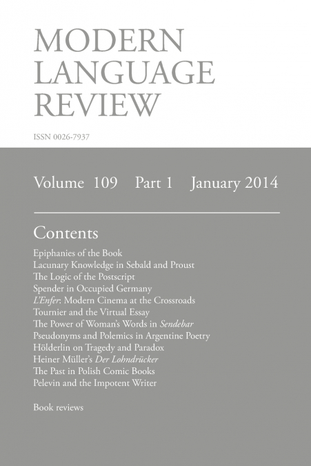 Modern Language Review (109