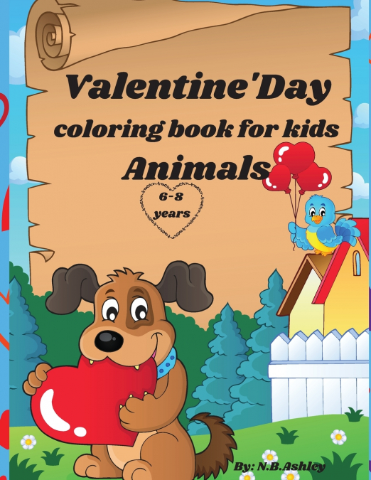 Valentine’s day colorink book for kids animals