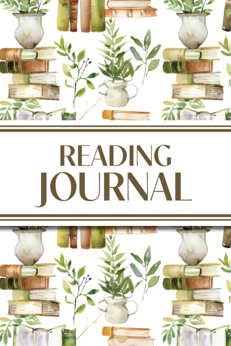 Reading Journal (Watercolour Stacked Books with Potted Plants)
