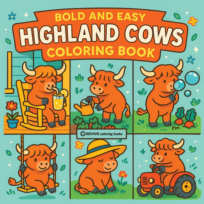 Bold & Easy Highland Cows Coloring Book