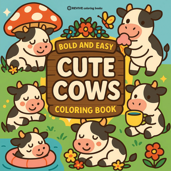 Bold & Easy Cute Cows Coloring Book
