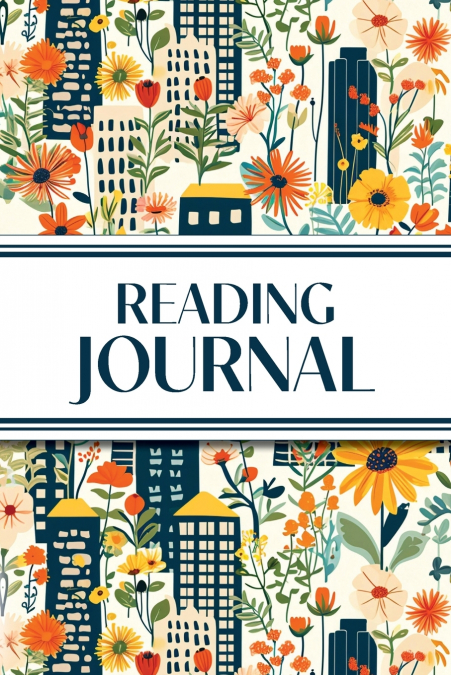 Reading Journal (Cozy Blue Cityscape with Yellow Sunflowers & Wildflowers)