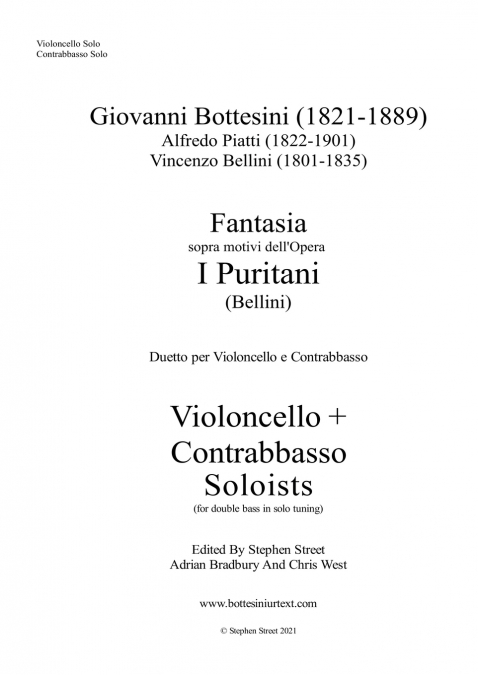 Fantasia I Puritani Duetto For Double Bass and Cello - Soloists Part (Cello and Bass soloists)