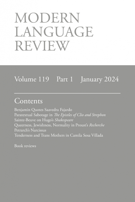 Modern Language Review (119.1) January 2024